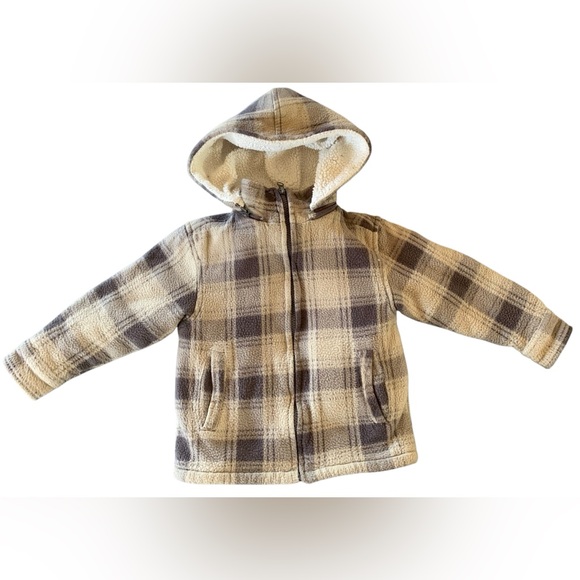 True Boys Size 4 Zip Up Detachable Hood Flannel /plaid Jacket - Picture 1 of 3